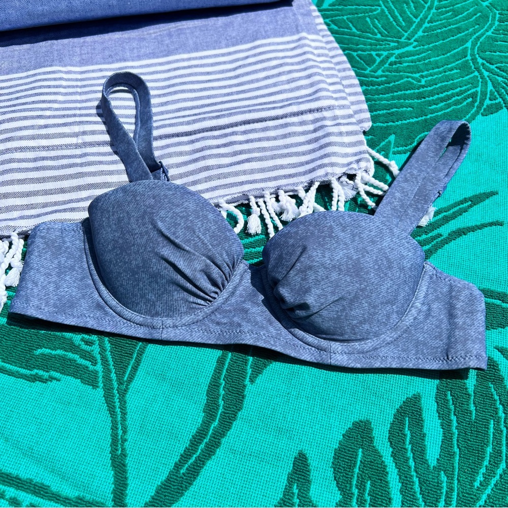 Aerie Blue Denim Swim Bikini Top